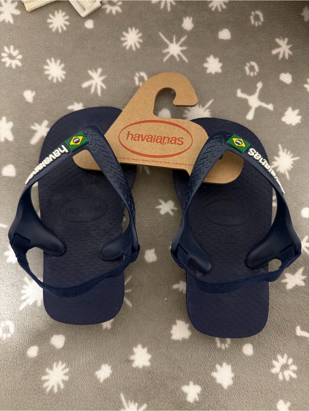 Havaianas Kids Navy Flip Flops with Brazilian Flag Accent